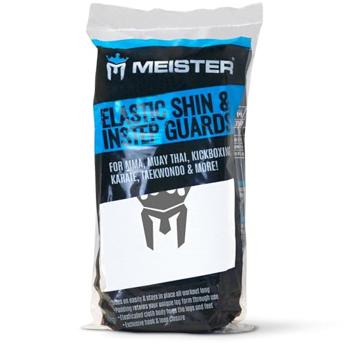 Meister MMA Elastic Cloth Shin & Instep Padded Guards (Pair) - color: White, size: Large-X-Large