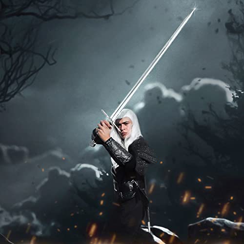 49" Fantasy Wolf Two Handed Sword - Long Sword with Scabbard - Stainless Steel Blade - Use As Cosplay Sword, LARP Sword & Prop Sword - for Collection, Cosplay & Gifts