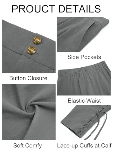 Runcati Mens Medieval Ankle Pants Renaissance Viking Pirate Pants Halloween - color: Dark Grey, size: XX-Large