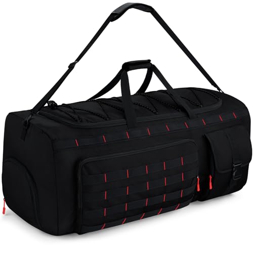 Gonex 130L Extra Large Duffel Bag, Convertible Travel Duffle - color: Black with Red Accents, size: 130L