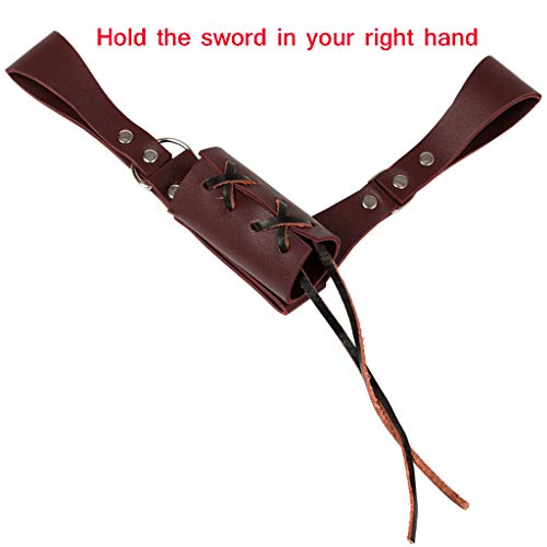 Medieval Leather Sword Frog Universal Rapier Broadsword and Cutlass - color: Right Handed-brown