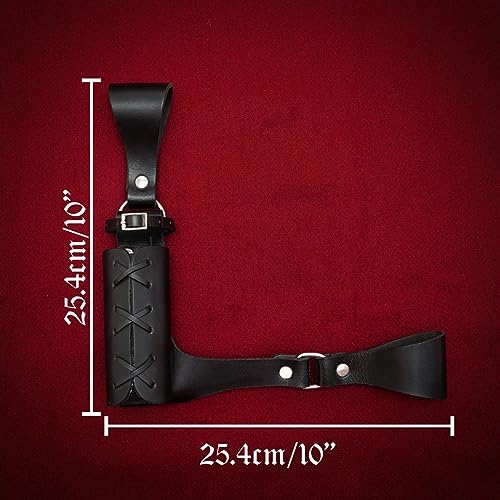 Mythrojan Medieval Sword Frog Adventurer with Leather Holder for Universal Rapier, Broadsword, Cutlass - style: Large Right Handed - Black (10" X 10")
