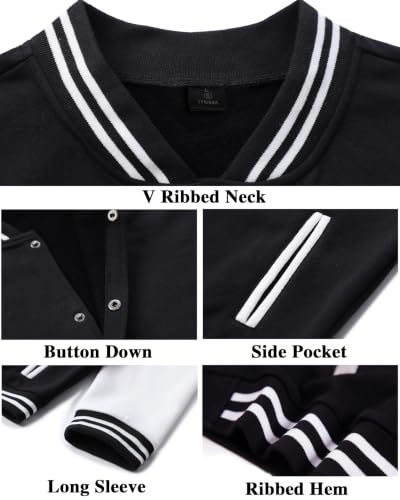 babyhealthy Men's Women's Varsity Baseball Jacket Casual Letterman Bomber Jacket Windbreaker Lightweight Jacket Coat - color: 003 Blue, size: X-Large