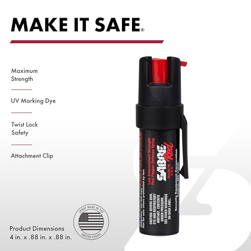 SABRE Pepper Spray & 3-in-1 Stun Gun with Flashlight and Anti-Grab Bar Technology, Self Defense Kit, 35 Bursts, 10 Ft (3 m) Range, 120 Lumens LED Light, Rechargeable Battery (Set of 2)