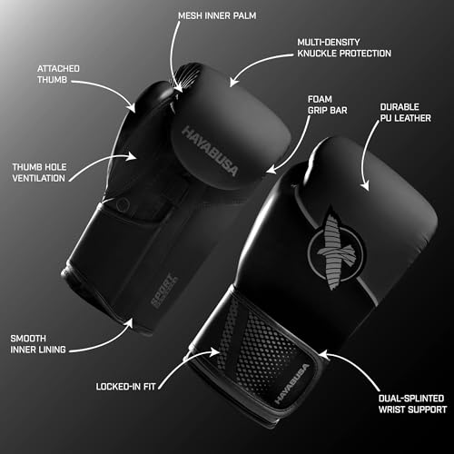 Hayabusa Sport Boxing Gloves - Dual-Splinted - color: Black / Charcoal, size: 16oz