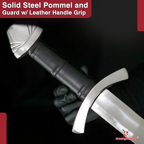 Armory Replicas™ Medieval Hand Forged Knight Sword EN45 Carbon Steel Full Tang with Scabbard - style: Forged Tempered Sword