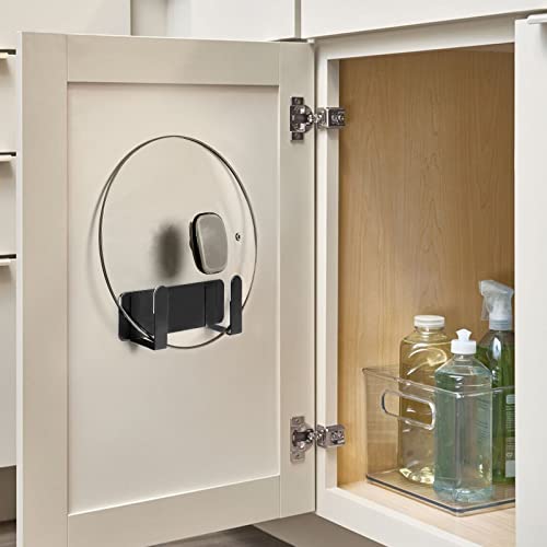 Bathroom Scale Holder Wall Mounted Pot Lid Holder, 304 Stainless Steel Multi-Functional Storage for Cutting Boards, Self-Adhesive & Screw Mounting, Kitchen Bathroom Organizer (Black) - color: Black