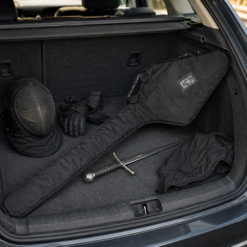 HEMA Sword Bag, 1680D Polyester HEMA Bag for Longsword, Saber, Rapier and Training Weapons, Padded Sword Carrying Case with Shoulder Strap, Black - size: One Sword