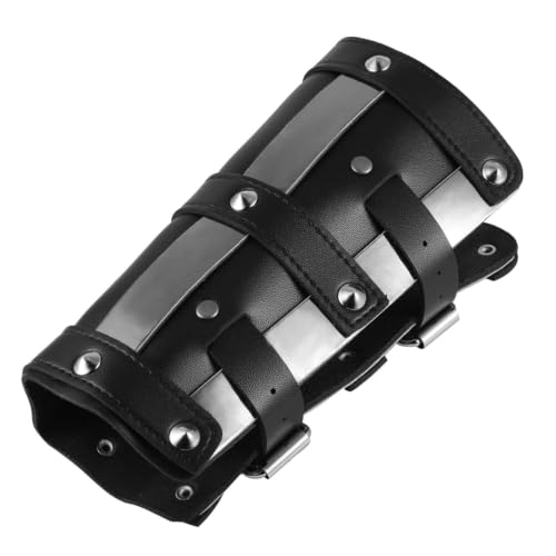 HZMAN Faux Leather Arm Guards Medieval Metal Armor Style Bracers
