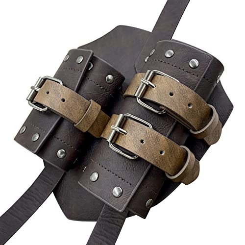 HiiFeuer Medieval Faux Leather Double Back Sword Frog, Mercenary Adjustable Sword Holster, Middle Ages Back Sword Holster - color: Brown A
