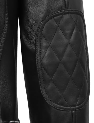 Real Lambskin Cafe Racer Leather Jacket Men Biker Style Stripes Sleeves - color: Black W, size: Small