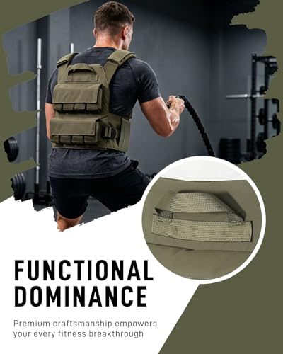 Blue Quartz 40 lb Weighted Vest for Men - Adjustable 0-40 lb with 16 Iron Weight, Heavy-Duty for Strength Training, Running and Walking - Weighted Vest with Removable Weights - color: Green