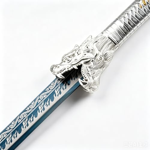 Full Tang Carbon Steel Katana, Unsharpened Samurai Sword with Custom Engraving & Adjustable Wall Hook, Anime Cosplay Sword for Collection, Decoration & Gifting