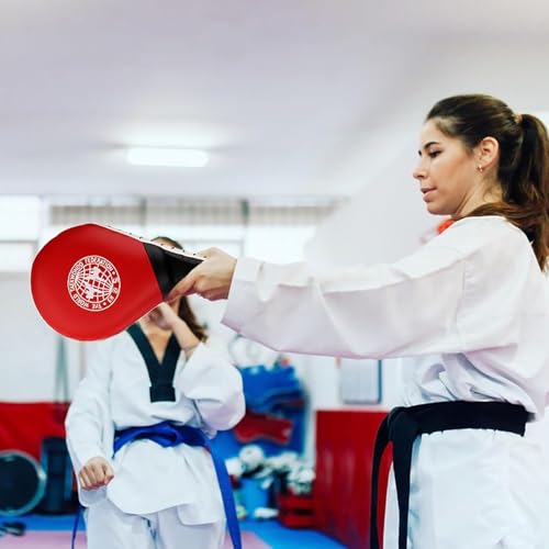 Frcctre 2 Pack Taekwondo Kick Pads, Durable Striking Kick Pads, Kicking Target Pads Punching Paddles for Tae Kwon Do Karate Kickboxing Martial Arts Training, 15 x 7.5, Red