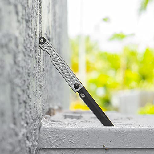 StatGear Pocket Samurai Folding Tanto Micro Knife - Slipjoint Edition | Small EDC Mini Knife | Gray