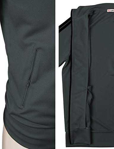 H2H Mens Active Slim Fit Track Lightweight Jacket Zip-up Long Sleeve - color: Cmoja0103-charcoal, size: 3X-Large