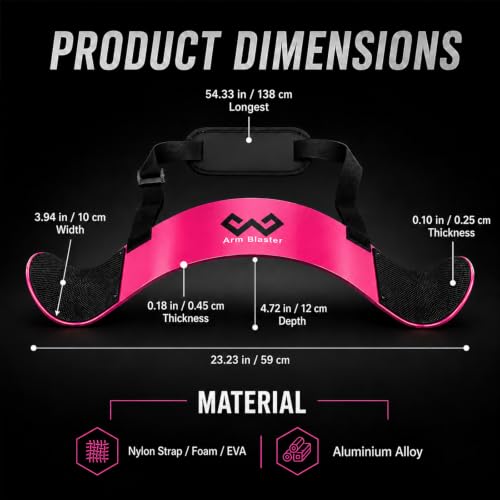 Arm Blaster Bicep Curl with Neoprene Padding, Adjustable Aluminum Bicep Curl Isolator, Bicep Blaster Arm Trainer for Weight Lifting Bodybuilding Home Gym Workout - color: Pink
