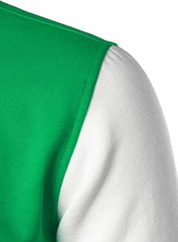 HOOD CREW Man’s Varsity Jacket Cotton Blend Letterman Jackets - color: Green, size: Large