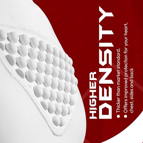 Compression Rib & Chest Protector for Heart, Chest, Sides and Back Protection- Padded Shirt Rib Heart Sternum Guard for Paintball, Baseball, Softball, Football, Lacrosse and Goalies Catchers - color: White, size: X-Large
