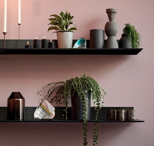 Linear Floating Shelf, Raw Blackened Steel, Made in USA, Heavy Duty Metal Wall Mount, Rustic & Modern Farmhouse Design (48"x8" Powder Coated Matte Black) - size: 48-inch X 8-inch Powder Coated Matte Black