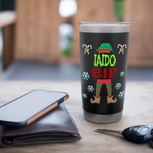 Iaido Instructor / 'Iaido Elf' / Lazy Christmas Costume Stainless Steel Insulated Tumbler - color: Black