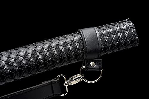 Traditional Heat/Clay Tempered Hand Forged Katana Sword | Real 1060/1095 T10 High Carbon Steel Sharp Full Tang Katanas | Practical Authentic Japanese Samurai Swords - color: Straps Scabbard