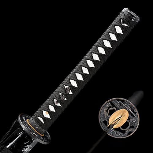 Traditional Heat/Clay Tempered Hand Forged Katana Sword | Real 1060/1095 T10 High Carbon Steel Sharp Full Tang Katanas | Practical Authentic Japanese Samurai Swords - color: Muramasa