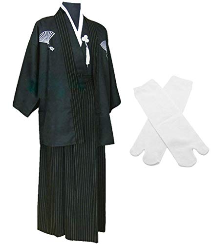 Japanese Kimono Samurai Hakama Bushi Mens Uniform with Tabi Socks Set(CHF010) - size: M(Asia-L)