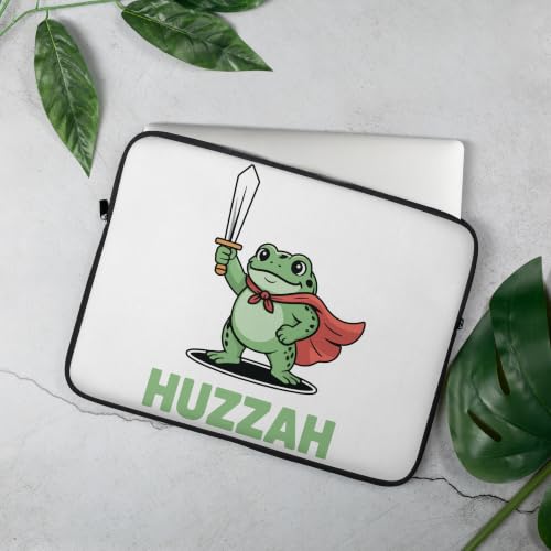 Huzzah Knight Frog Fantasy Medieval Jousting Sword Ren Faire Graphic Laptop Sleeve - size: 15 Inches