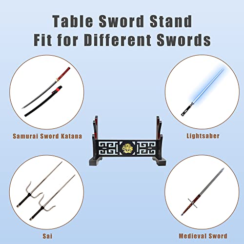 Padded Sword Stand Display Velvet Protect Sword Rack Katana Genji Japanese Samurai Blade Gladius Templar Medieval Sword Stand Holder - Dragon - color: 2-Tier