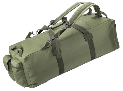 Large Military Duffle Bag Tactical Gear Load Out Bag Deployment Cargo Bag Travel Sports Equipment Duffel Luggage Bag with Backpack Straps 90L - color: OLIVE GREEN