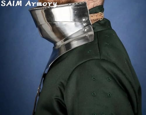 Medieval Steel Gorget with Bevor – Wearable Knight Neck & Throat Armor for LARP, Cosplay, Renaissance Fair & Reenactment