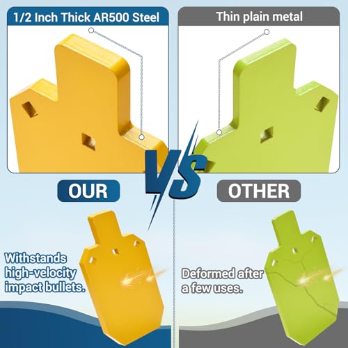 GADFISH AR500 Steel Targets for Shooting with T Post Target Hanger, 1/2 Inch Thick Steel Target, 2 Mounting Options, Neon Yellow Color - color: 7" x 12"