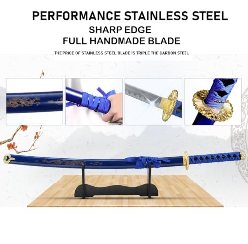 Katana Last Samurai Sword - Real Stainless Stee - color: Deep Sapphire