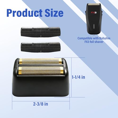 Compatible with BaByliss Pro FX3 Foil Shaver Replacement Head - color: Black 1 Pack