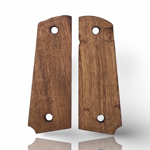 Art Series 1911 Pistol Grips – Handcrafted Walnut Wood Panels with Unique Engraved Designs | Oil Finish | Fits Full-Size 1911 Clones - color: Ornamental Scroll