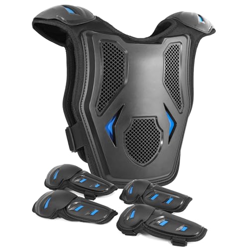 Kids Dirt Bike Gear, Motocross Adjustable Armor Body Guard Vest Suit (Blue) - color: Blue