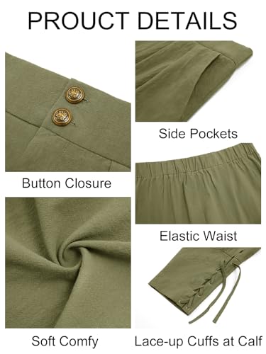 Runcati Mens Medieval Ankle Pants Renaissance Viking Pirate Pants Halloween - color: Army Green, size: X-Large