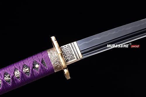 MURASAME Katana Sword 41" T10 Steel Clay Tempered Razor Sharp Blade Full Tang Handmade - color: Seawater Dragon