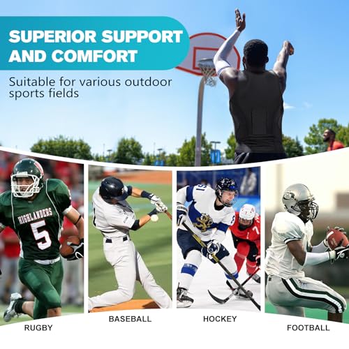 TUOY Adult Rib Chest Protector, New Version - Padded 5 Pads Baseball Football Lacrosse Rib Heart Sternum Guard - color: Black, size: Large