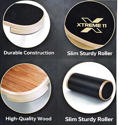 Wooden Balance Board Trainer, Non-Slip Roller for Surf & Skate