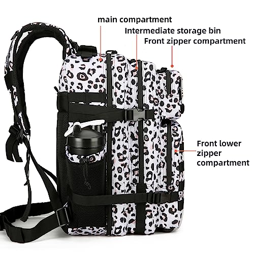 Military 45L Tactical Assault Backpack 3 day assault pack with Molle Waterproof backpack Rucksack for Tactical Backpacks - color: Whiteleopard
