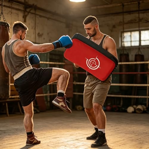 FOWE Kicking Strike Shield 16.5" x 8.7" x 3.5", Curved Punching Pad with Foam Padding & Adjustable Straps, for Martial Arts Sparring