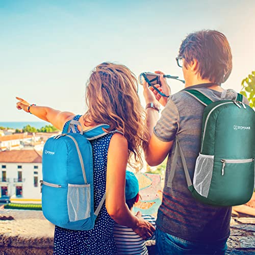 ZOMAKE Lightweight Packable Backpack, Foldable Small Travel Day Pack - color: B-light Blue