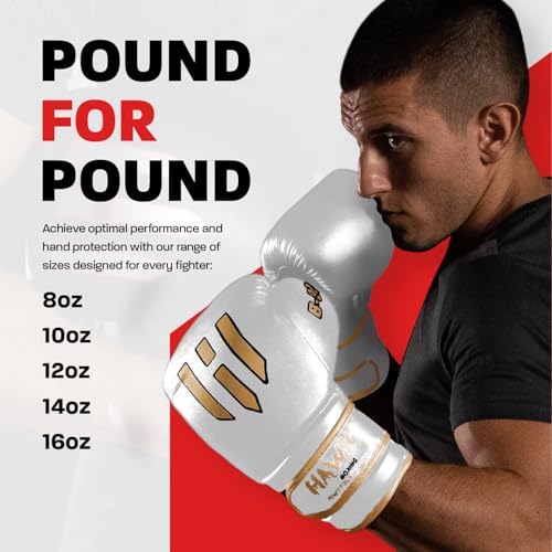 Hawk Sports Boxing Gloves for Men and Women, Comfy Boxing Training Gloves with Foam Padding for Throwing Power Punches with Confidence, Heavy Bag Boxing Gloves for Training and Sparring White / 10 OZ