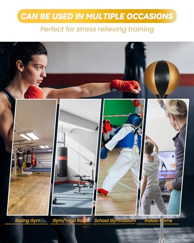 INNOLIFE Fitness Reflex Bag, Boxing Bag for Adults and Teens - color: black gold