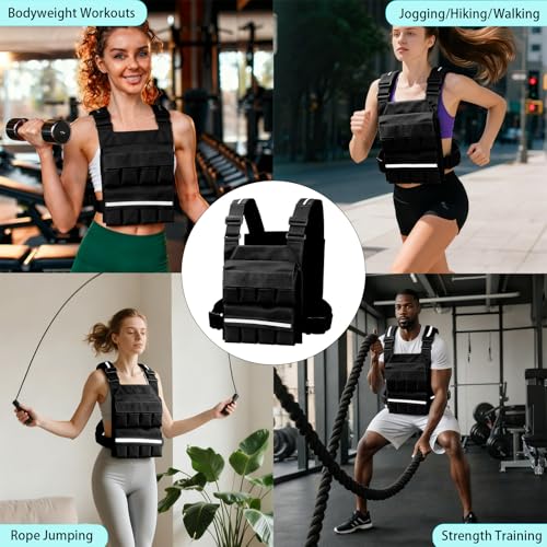 SUNRISING Weight Vest for Men Women,Adjustable Weighted Vests Strength and Endurance Training Fitness Workouts Tactical Running(Excluding Lead Blocks) - color: Black