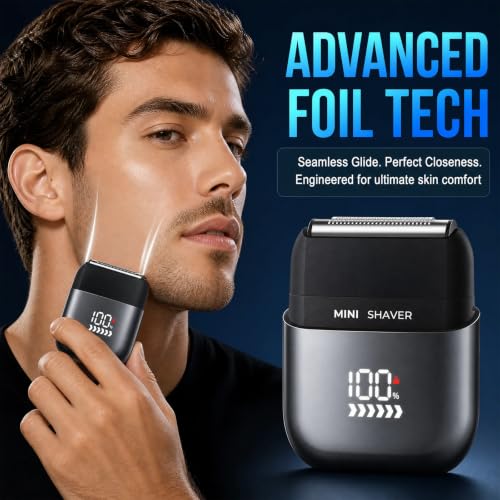 Electric Foil Shaver for Men, Close Shave Electric Razor for Men with 3 Floating Blades, IPX7 Waterproof Wet/Dry Washable Shaver, Smart LED Screen, 100-Min Runtime, Travel Lock (Replacement) - color: Replacement