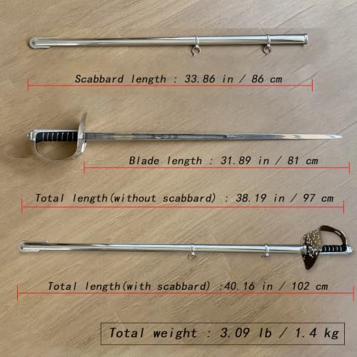 European Basket Hilt Officer Saber Metal Ceremonial Command Swor