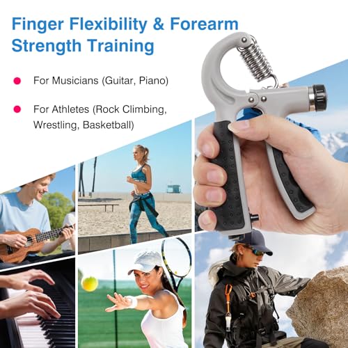 CYFIE Grip Strength Trainer Kit Adjustable 10-132Lbs Hand Exerciser Counter - color: Gray